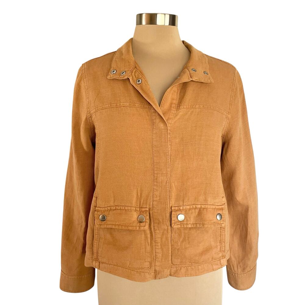 Christian Siriano Linen Blend Jacket Size M Snap Front Fall Casual Work Wear